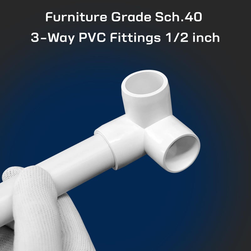 letsFix 1/2" PVC Fittings 3 Way (10-Pack) Furniture Grade, Elbow Connector, Heavy Duty for DIY Furniture, Frames, UV Resistant - Compatible with 1/2" Schedule 40 PVC Pipesâ€Œ - Image 5